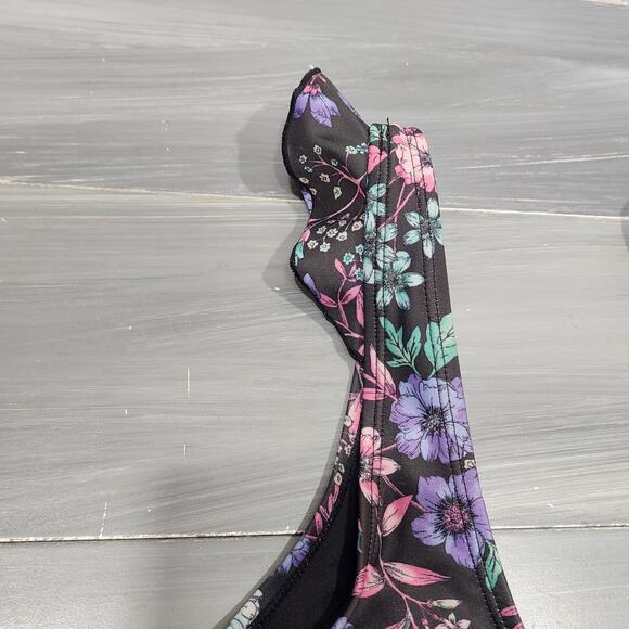 Aeropostale Live Love Dream Bikini Swim‎ Top Black Floral Small - Picture 3 of 8